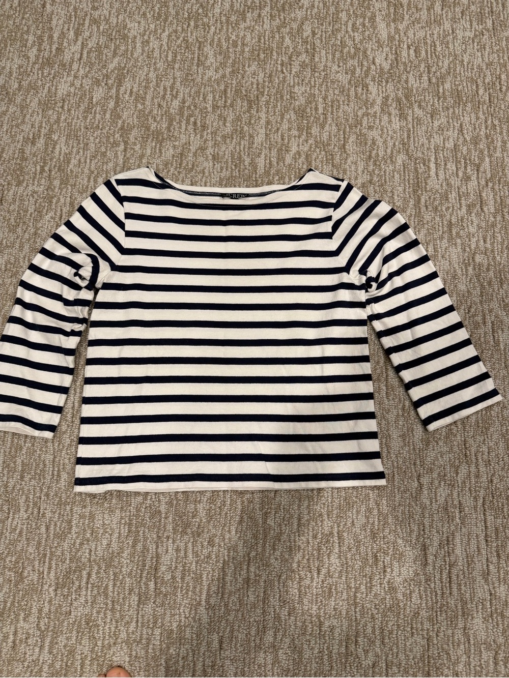 J. Crew Striped Boatneck Top in Navy and White